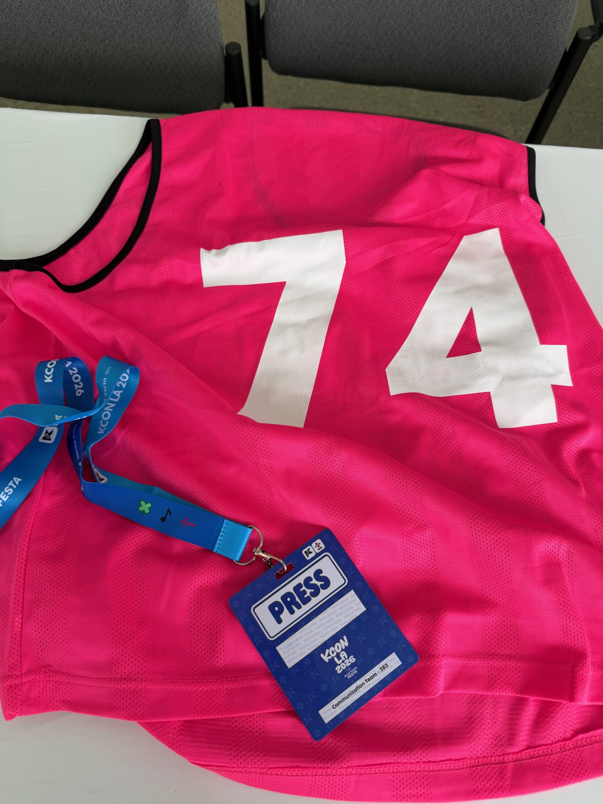KCON LA press credential and commemorative jersey